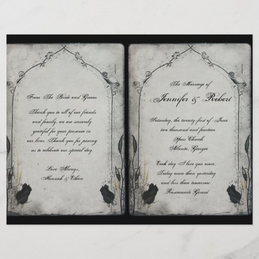 Gothic Black Rose Trellis Wedding Program (Vorderseite)