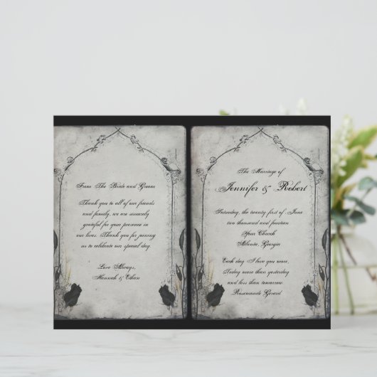 Gothic Black Rose Trellis Wedding Program (Stehend Vorderseite)