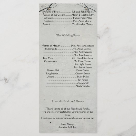 Gothic Black Rose Trellis Wedding Program Programm (Rückseite)