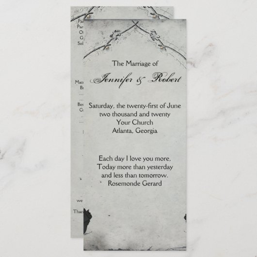 Gothic Black Rose Trellis Wedding Program Programm (Vorne/Hinten)
