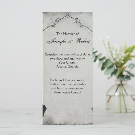 Gothic Black Rose Trellis Wedding Program Programm (Stehend Vorderseite)