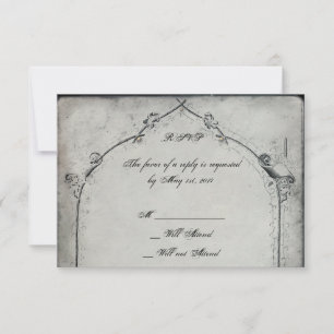 Gothic Black Rose Trellis Wedding Response Card RSVP Karte