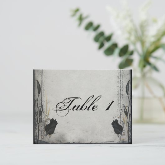 Gothic Black Rose Trellis Wedding Tischnummer (Stehend Vorderseite)