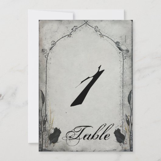Gothic Black Rose Trellis Wedding Tischnummer (Vorderseite)