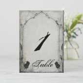 Gothic Black Rose Trellis Wedding Tischnummer (Stehend Vorderseite)
