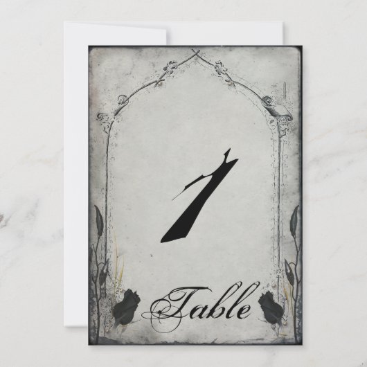 Gothic Black Rose Trellis Wedding Tischnummer (Rückseite)