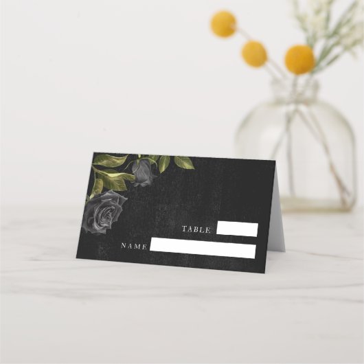 Gothic Black Rose Wedding Tischnummer Platzkarte (Vorderseite)