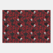 Gothic Black Roses Black Hearts and Skulls Geschenkpapier Set (Vorderseite 3)
