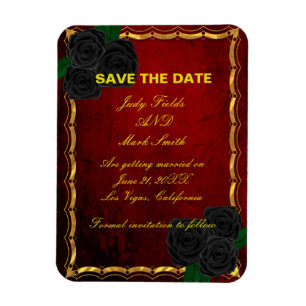 Gothic Black Roses Blood Red Hochzeit Terminankünd Magnet