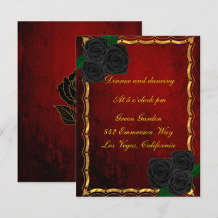 Gothic Black Roses Blood Red Hochzeitsempfang Einladung