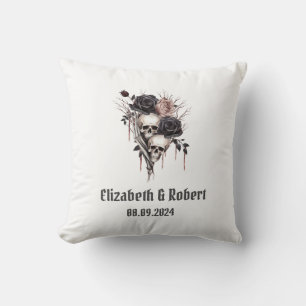 Gothic Black Roses Totenköpfe Hochzeit Kissen
