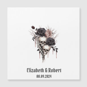 Gothic Black Roses Totenköpfe Hochzeit Magnetkarte