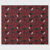 Gothic Black Roses und Totenköpfe Geschenkpapier (Flach)