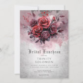 Gothic Black & Rote Rose Floral Bridal Luncheon Einladung (Vorderseite)