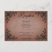 Gothic Black & Rust Filigree Herz Empfang Begleitkarte (Vorderseite)