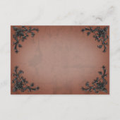 Gothic Black & Rust Filigree Herz Empfang Begleitkarte (Rückseite)