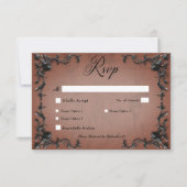 Gothic Black & Rust Filigree Herzessen RSVP Karte (Vorderseite)