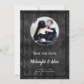 Gothic Black Save the Date Rose Gold Circle (Vorderseite)