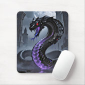 Gothic Black Serpent Glowing Purple Neon Fantasy  Mousepad (Mit Mouse)