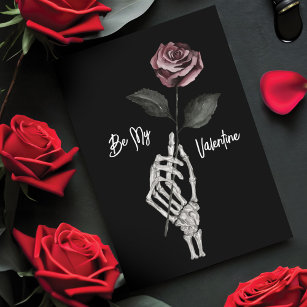 Gothic Black Skeleton Hand Rose Valentinstag Feiertagskarte