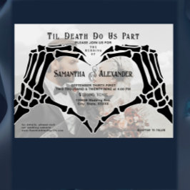 Gothic Black Skeleton Hände bis zum Tod Hochzeit Pergament Einladungen