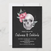 Gothic Black Skull Adult Halloween-Party Einladung (Vorderseite)
