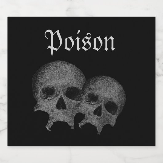 Gothic Black Skull Poison Halloween-Party Dekorati Bierflaschenetikett (Einzelnes Label)