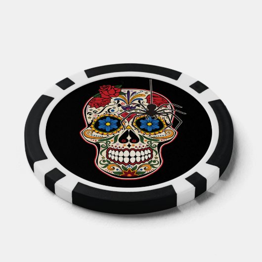 Gothic Black Spider Rose Ornamente Zucker Schädel Pokerchips (Einzeln)