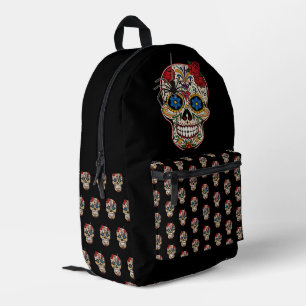Gothic Black Spider Rosen Ornamente Zucker Schädel Bedruckter Rucksack