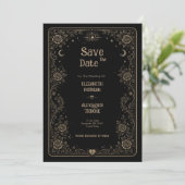 Gothic Black Spooky Tarot Hochzeit Save The Date (Stehend Vorderseite)
