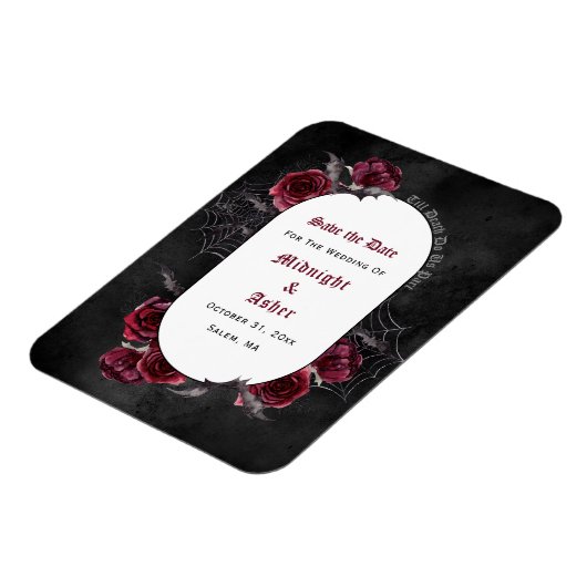 Gothic Black Till Death Do us Part Save the Date Magnet (Linke Seite)