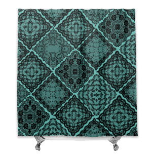 Gothic Black und Aquamarin Green Imitate Lace Quil Duschvorhang