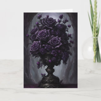 Gothic Black und Lila Rose Bouquet Geburtstag Karte