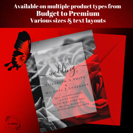 Gothic Black und Rote Rosen Goth Wedding Einladung