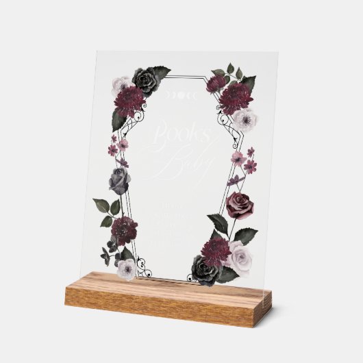 Gothic Black Watercolor Blumenbücher für Baby Acrylschild (Winkel)