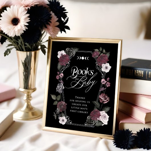 Gothic Black Watercolor Blumenbücher für Babysigna Poster