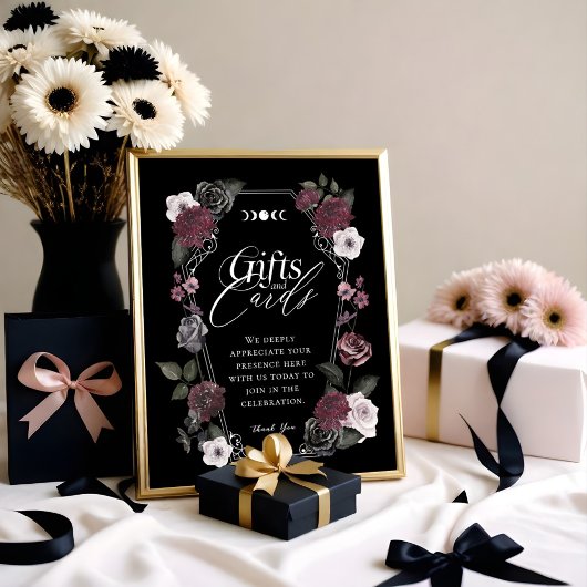 Gothic Black Watercolor Florals Gifts & Cards Unte Poster