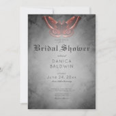 Gothic Black Watercolor Red Moth Brautparty Einladung (Vorderseite)