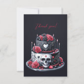 Gothic Black Wedding Cake Skull Blume Dankeskarte (Vorderseite)