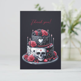 Gothic Black Wedding Cake Skull Blume Dankeskarte