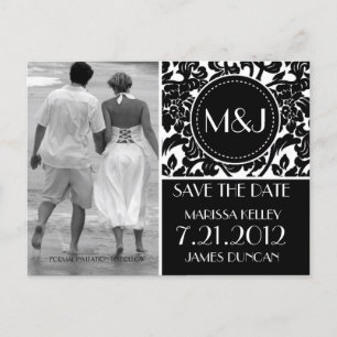 Gothic Black & White Blühte Save the Date Ankündigungspostkarte