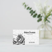 Gothic Black & White Dragon Tattoo Artist Visitenkarte (Stehend Vorderseite)