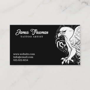 Gothic Black & White Eagle Tattoo Artist Visitenkarte
