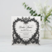 Gothic Black & White Filigree Brautparty Einladung (Stehend Vorderseite)