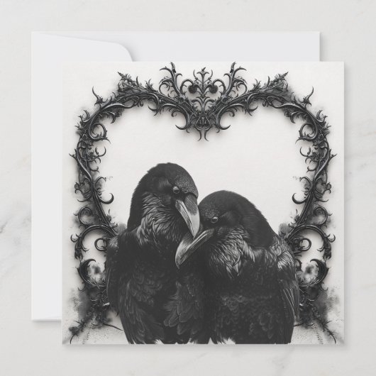 Gothic Black & White Filigree Heart Bridal Brunch Einladung (Rückseite)