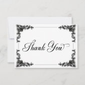 Gothic Black & White Filigree Heart Wedding Dankeskarte (Vorderseite)