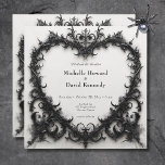 Gothic Black & White Filigree Heart Wedding Einladung<br><div class="desc">Feiern Sie Ihre Liebe in der Pracht der Gotischen Romantik mit unserer faszinierenden Hochzeitseinladung. Mit unserem schwarzen, dreidimensionalen, filigranen Herzrahmen, der fett schwarzen Text auf einem unberührten, weißen Hintergrund umspannt, verschmelzen die dunkle Schönheit und zeitlose Eleganz. Diese Einladung verströmt einen geheimnisvollen Charme, ideal für Paare, die ihren Hochzeitstag mit einem...</div>