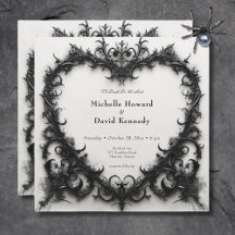 Gothic Black & White Filigree Heart Wedding