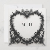 Gothic Black & White Filigree Heart Wedding Save The Date (Rückseite)