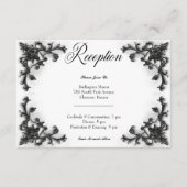 Gothic Black & White Filigree Herz Empfang Begleitkarte (Vorderseite)